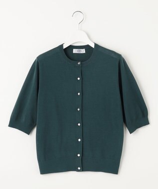 J.PRESS LADIES 【WEB限定カラーあり・洗える・抗菌防臭】コットンアセテート カーディガン ダークグリーン系