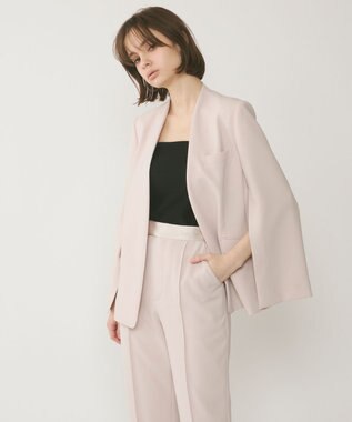 GRACE CONTINENTAL ダブルクロスノーカラージャケット ベージュ