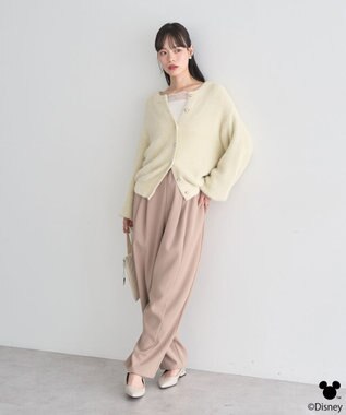 earth music&ecology 【予約】Disney/ポイントミッキーラメシャギーカーデ アイボリー