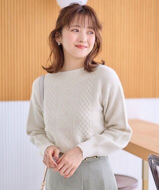 ANY SIS S 【洗える】ラメケーブル ニット アイボリー