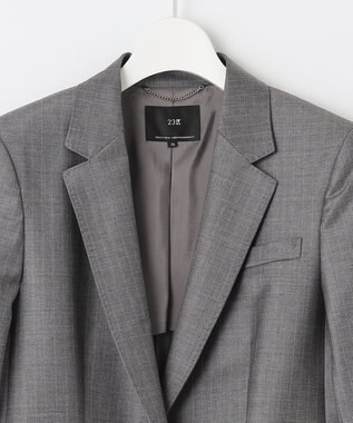 23区 S 【セットアップ対応】ファインネスウール ジャケット グレー系ストライプ