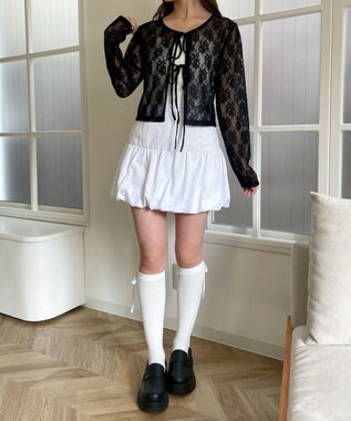 WEGO レースリボンカーディガン ブラック