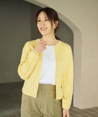 #Newans 【カシミヤ混】コンパクトニットカーディガン イエロー