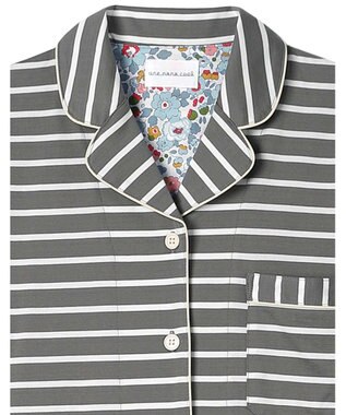 une nana cool 【綿100％】やわらか天竺ボーダー半袖パジャマ MADE WITH LIBERTY FABRIC GY