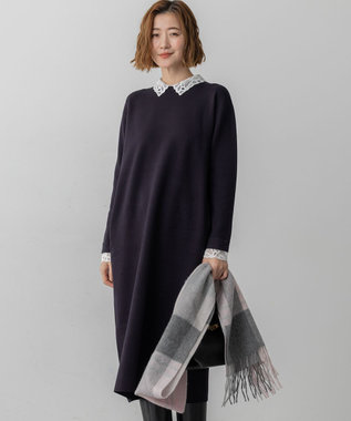 23区 【洗える/吊り干しOK】ヴィスコースストレッチ レース襟 ワンピース