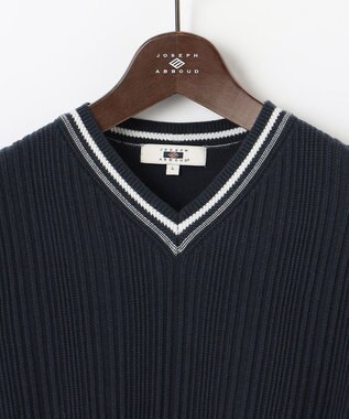 JOSEPH ABBOUD 【オーガニックコットン】JOE COTTONエアーパールリブ ニット ダルブルー系