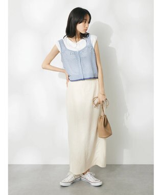 CRAFT STANDARD BOUTIQUE 配色メッシュニットビスチェ Ivory