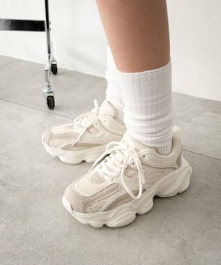 WEGO メッシュコンビ厚底スニーカー オフホワイト