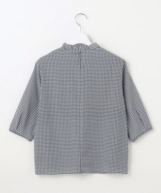 J.PRESS LADIES L 千鳥プリント フリル襟 カットソー ネイビー系5