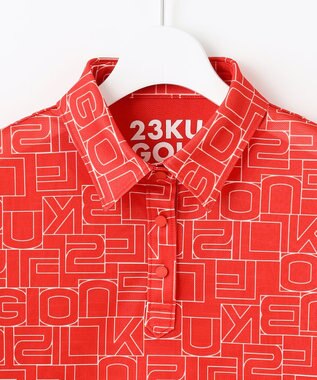 23区GOLF 盛夏対応のマルチ機能【接触冷感・UVケア・吸水速乾】【WOMEN】総ロゴ カノコシャツ オレンジ系5