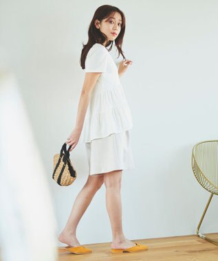 Feroux 【UVケア】ティアードチュニック Tシャツ ホワイト系