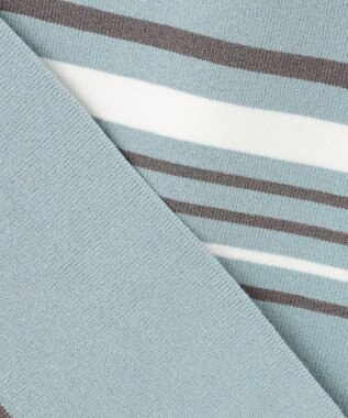 J.PRESS LADIES L 【洗える】RAYON STRETCH BORDER ボートネック ニット スカイブルー系1