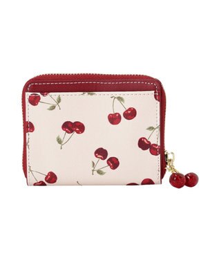 Maison de FLEUR リーフ付きチェリーカードケース Red