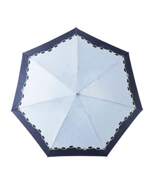 MOONBAT ランバン オン ブルー 折りたたみ傘 チェーン柄サテンジャガードプリント 簡単開閉 サックスブルー