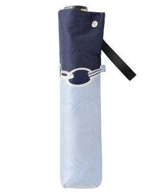 MOONBAT ランバン オン ブルー 折りたたみ傘 チェーン柄サテンジャガードプリント 簡単開閉 サックスブルー