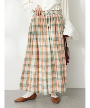 CRAFT STANDARD BOUTIQUE チェックギャザーロングスカート Beige