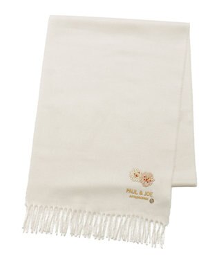 MOONBAT PAUL & JOE ACCESSOIRES クリザンテーム刺繍ムースタッチマフラー（パッケージ入り） オフホワイト