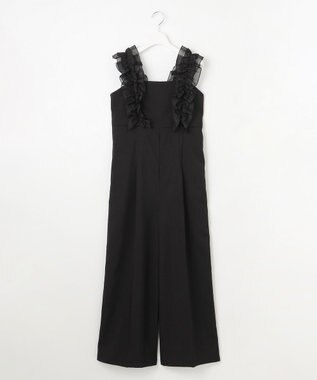 Feroux 【洗える】フリルショルダー サロペット ブラック系