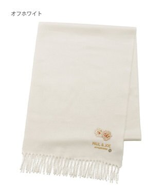 MOONBAT PAUL & JOE ACCESSOIRES クリザンテーム刺繍ムースタッチマフラー（パッケージ入り） オフホワイト