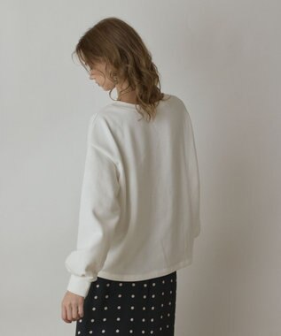 GRACE CONTINENTAL Catphoto裏毛トップ ホワイト