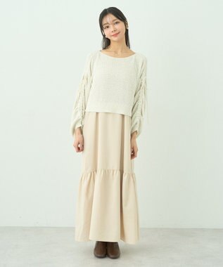 earth music&ecology ＳＥＴ２点透かしニット＋キャミワンピース Ivory