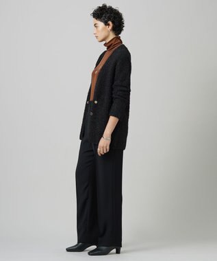 ICB L 【洗える】ペーパーモールブレンド ニットジャケット ブラック系