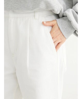 Green Parks ストレートタックデニムパンツ White