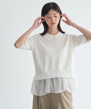 YECCA VECCA 2way襟付きフリルレイヤードニット