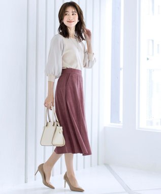 Tiaclasse L 【洗える】大人上品なコーデュロイフレアスカート ピンク