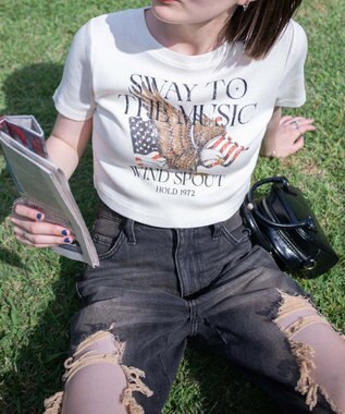 WEGO ヴィンテージウォッシュグラフィックリブT オフホワイト