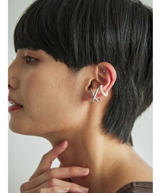 AMERICAN HOLIC ダブルカーブ×パールセットイヤカフ Silver