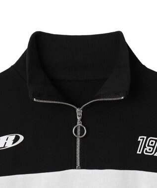 WEGO グラフィックハーフジップビッグスウェット ブラック