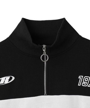 WEGO グラフィックハーフジップビッグスウェット ブラック