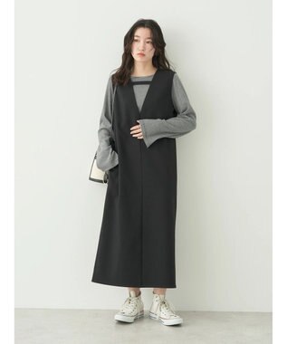 earth music&ecology Ｖネックジャンパースカート Black