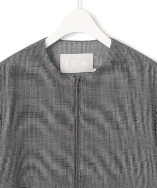ICB L 【UVカット・洗える】ウール2WAYストレッチ ノーカラーブルゾン 無地柄系