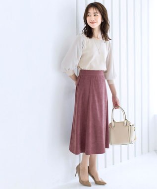 Tiaclasse L 【洗える】大人上品なコーデュロイフレアスカート ピンク