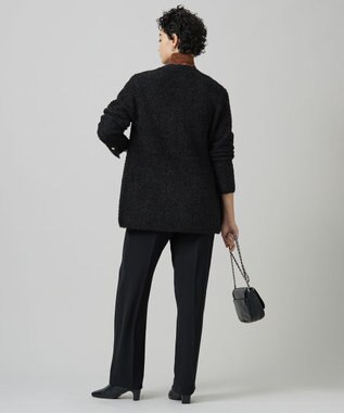 ICB L 【洗える】ペーパーモールブレンド ニットジャケット ブラック系