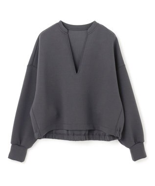 UNFILO BEAUTY FORM JERSEY キーネックプルオーバー チャコール