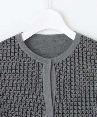 自由区 【洗える】リバーシブルニット セットアップ(カーディガン×タイトスカート) グレー×ブラック