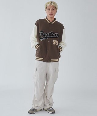 WEGO 【ユニセックス着用ITEM/MLサイズ展開】サガラワッペンスウェットスタジャン ブラウン