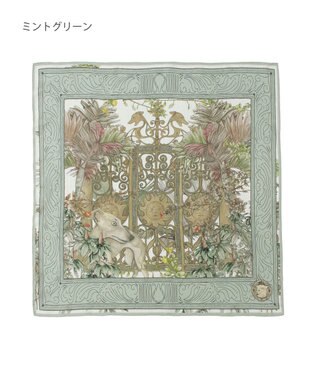 MOONBAT SWASH LONDON(スウォッシュロンドン） シルクツイルスカーフ GATE 68×68cm 日本製 ミントグリーン