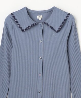 組曲 KIDS 【150-160㎝】セーラーカラー リブトップス サックスブルー