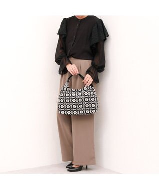 UNBILLION カシュカシュ cachecache / WEB限定刺繍2本手トートバッグ ブラックドット