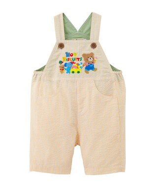 MIKI HOUSE HOT BISCUITS 【70-110cm】 ビーンズ×お菓子シリーズ サッカー素材オーバーオール 黄