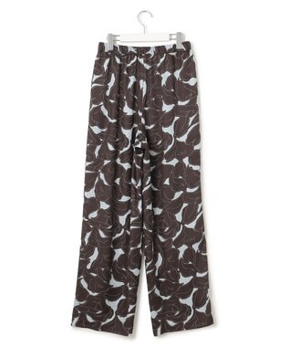23区 【洗える】Ratti フラワーアートプリント ワイド パンツ ダークブラウン×グレー