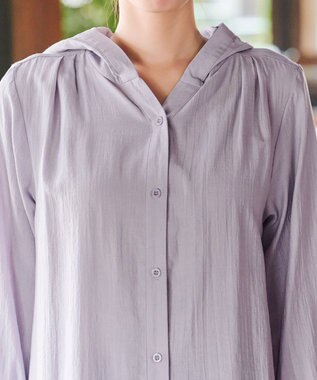 Tiaclasse L 【洗える】フード付きフレアチュニック ラベンダー