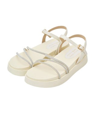 earth music&ecology ＯＲｉｅｎｔａｌ　ＴＲａｆｆｉｃ　ラインストーンサンダル Ivory