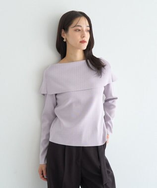 YECCA VECCA 2wayオフショルカラーカーディガン Lavender