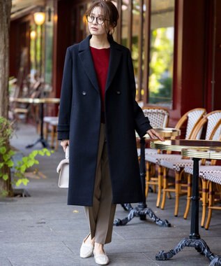 ANY SIS S ウールライクロング チェスターコート ブラック