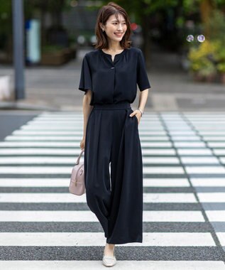 ANY SIS 【接触冷感・吸水速乾・UVカット】サラキレイ ワイドパンツ ネイビー